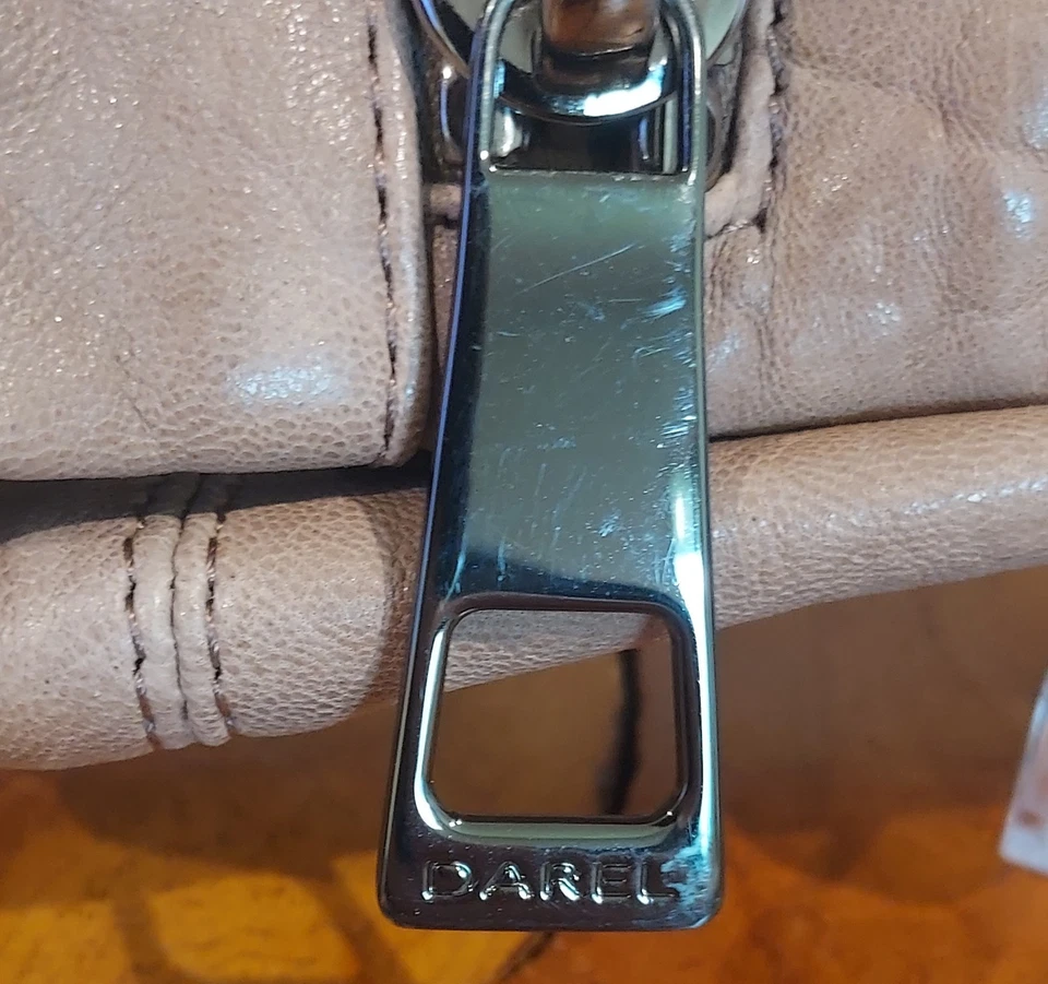 Gerard Darel Italian Lamb Leather Fold-Over Clutch Taupe/Beige Purse  - Image 3 of 4