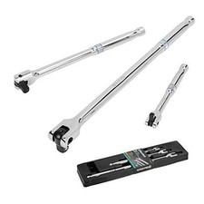 3-Piece Breaker Bar Set with 180  Rotatable Head, 6"-15" Lengths, Silver