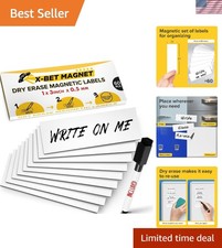 Dry Erase Magnetic Labels 60 pcs 1x3 - Reusable Sticky Notes - Magnetic Notep...