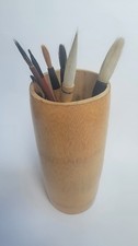 Lot Of 15 Vtg Brush Paint Artist Bamboo  Mix with Bamboo Brush Vase 8" Long