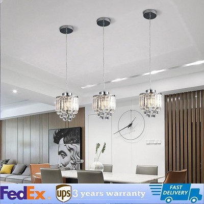 3 Lights Pendant Lighting Lamp Crystal Chandelier Hanging Kitchen Island Fixture