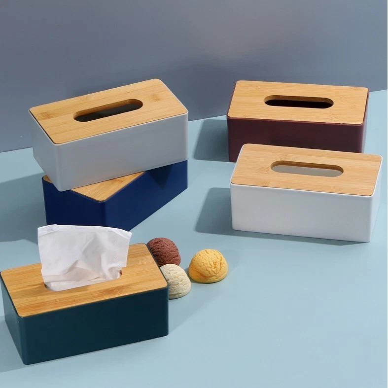 Nordic Minimalist Tissue Box with Creative Wooden Lid - Vintage Cylindrical Dark - Image 2 of 4