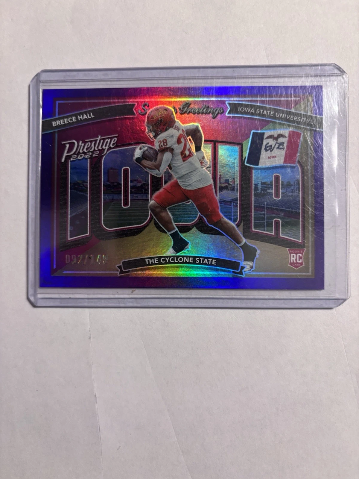 Breece Hall Panini Prestige Seasons Greetings #SG13 Blue Xtra Points