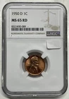 1950-D Lincoln Wheat Cent / Penny 1c NGC MS65 RD Red