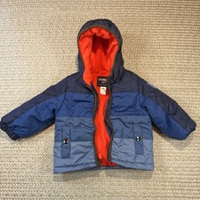 Oshkosh B'Gosh Toddler Boys Hooded Fleece Lined Puffer Jacket Blue Size 18M