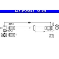 1X Bremsschlauch ATE 24.5147-0385.3 Passend FüR Seat VAG