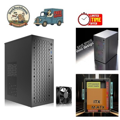 Sleek Black Micro ATX PC Case with 80MM Fans & Effective Cooling - 10.43''x6.3''