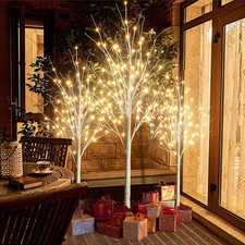 Lighted Tree Set of 3,Christmas Tree 4Ft,5Ft and 6Ft with LED Lights, Halloween