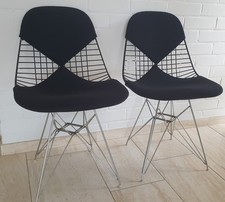 2-er Set Original Vitra Wire Chair DKR / Eames/Bikini schwarz,Fußgest. verchromt