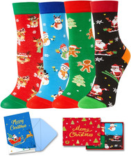Christmas Socks for Kids - Secret Santa Gifts Holiday Sock for Teen Boy Girl 4 P
