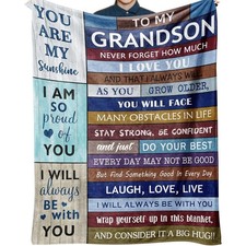 Best Grandson Fleece Throw Blanket Meaningful Birthday Gift For Teen Boys Men