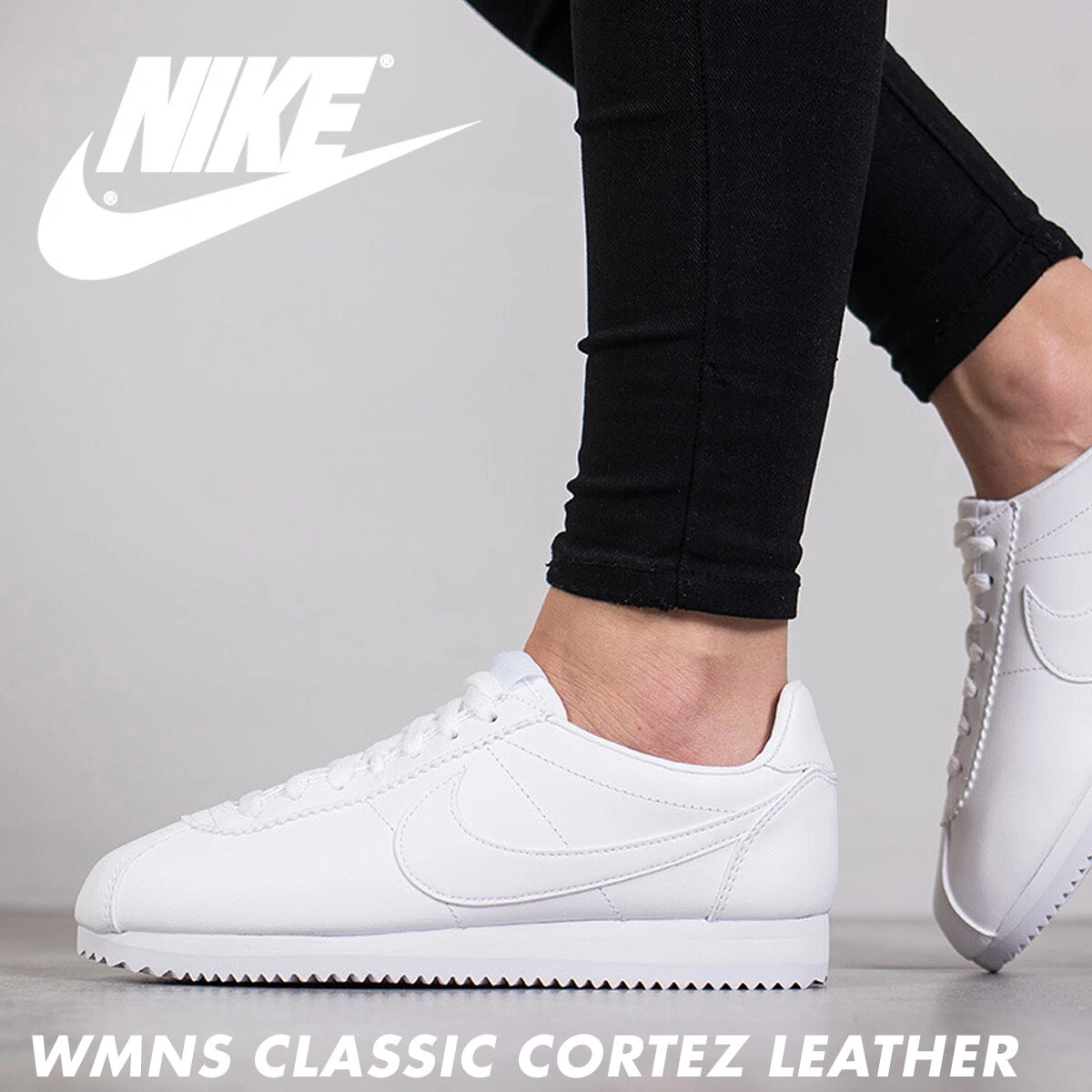 Nike Classic Cortez Leather Triple White Out Sneakers 807471 102