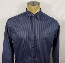 Mens Banana Republic Non-Iron blue striped button-up dress shirt Medium 15-15.5