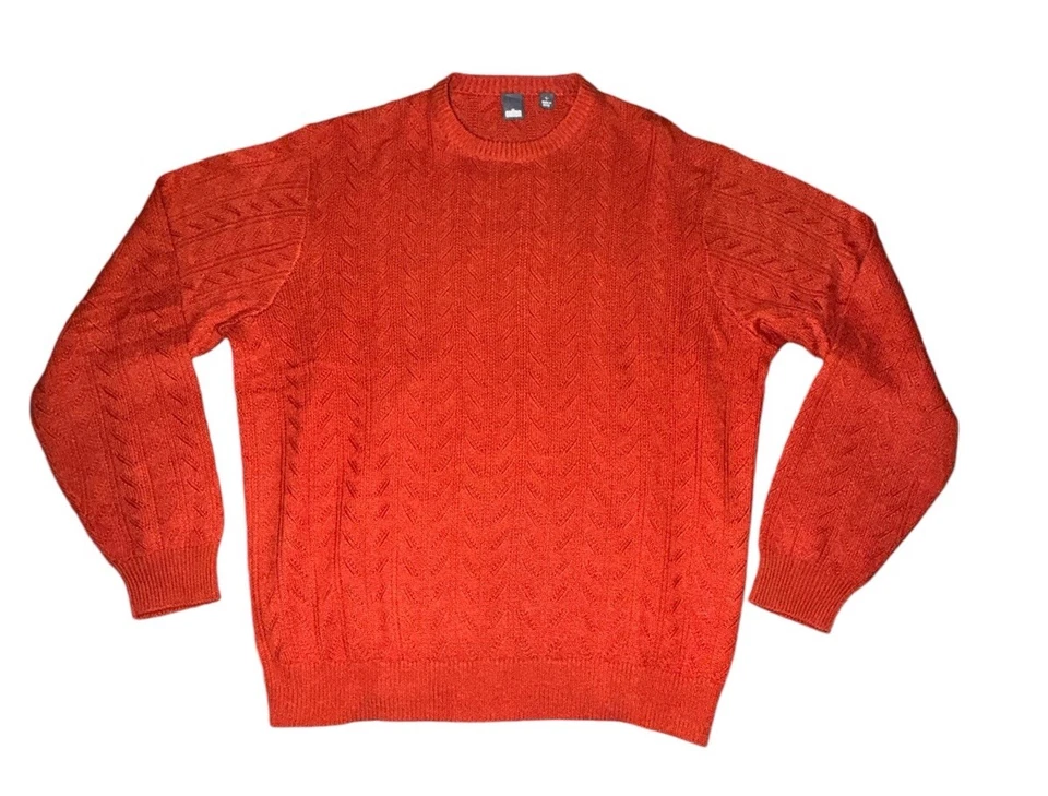 Suéter Cullen Para Hombres Tejido con Cable Seda Cachemira Manga Larga Grande Naranja Otoño Foto 2 de 4