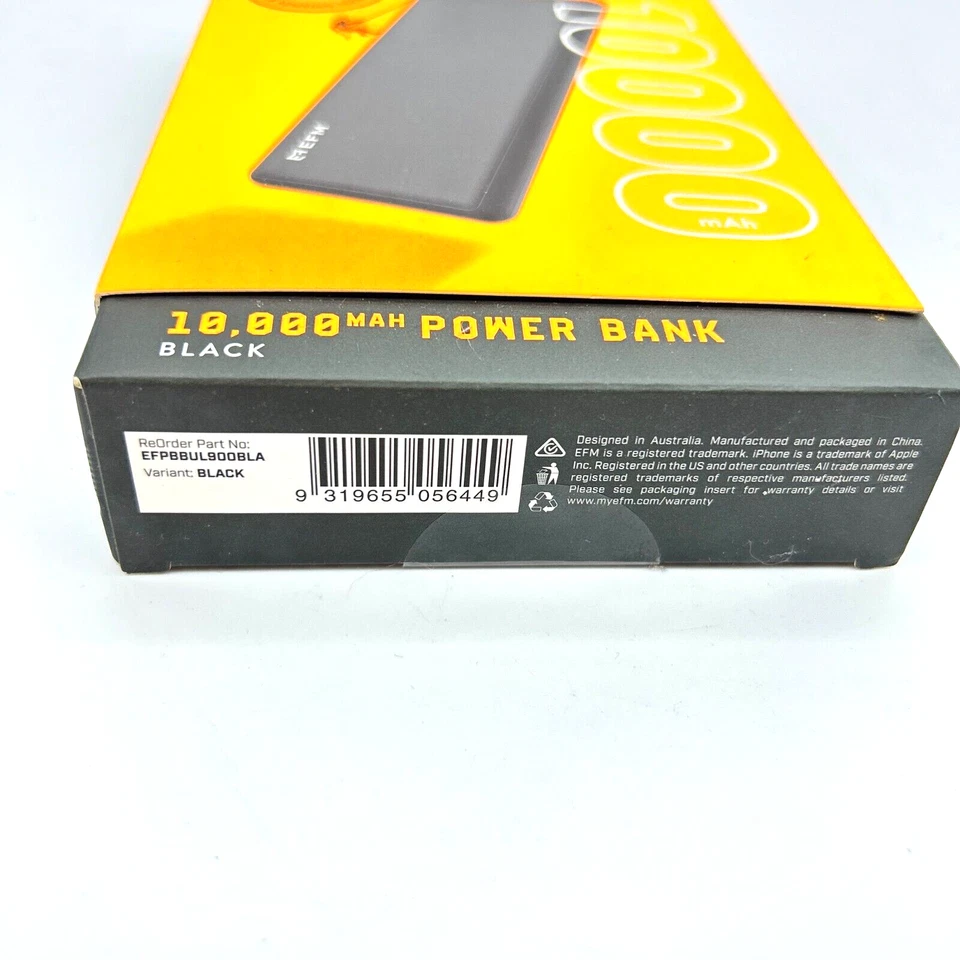 EFM 10000mAh Power Bank with Micro USB Cable - Black - Image 3 of 4