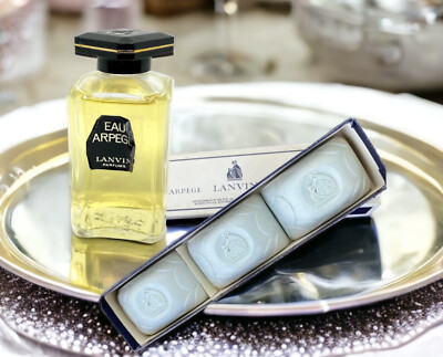 Vintage Eau de Lanvin ARPEGE Parfum 1.75 oz + 3 ARPEGE Hand Soaps France NIB Lot