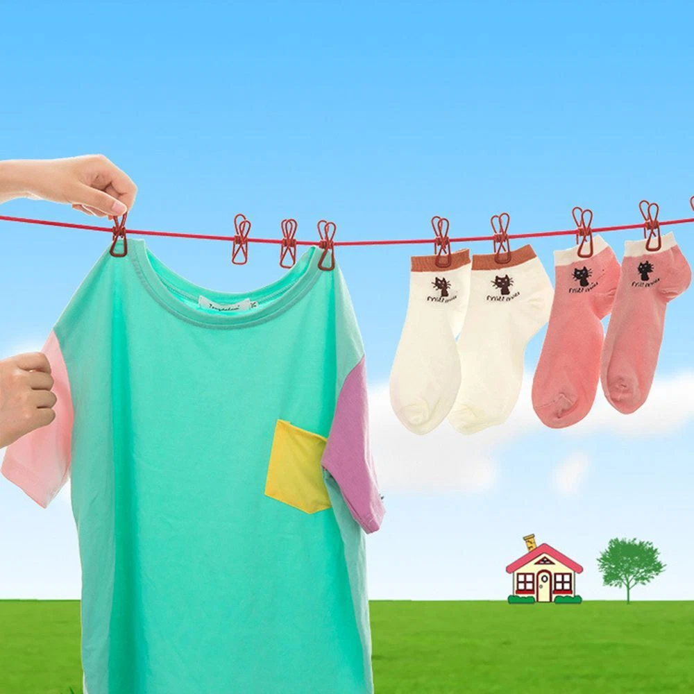 New Camp Travel Portable Hanger Elastic Clothesline Drying Rack 12 Spring Clips - Picture 7 of 13
