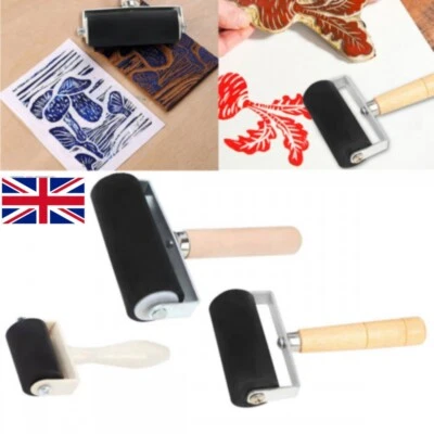 3.5/6/10cm Brayer Rubber Glue Roller Block Paint Ink Lino Artists Art Craft Tool
