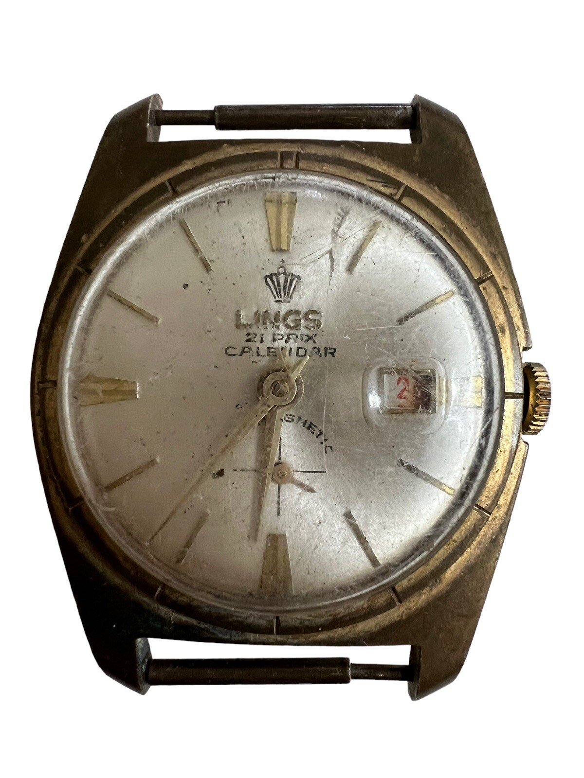 VintageSWISSMADEMENWATCHLINGS21PRIXCALENDARForPartsOrRepair