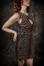 Vintage Vanity Fair Leopard Print Keyhole Nightgown Zig Zag Hem Size Medium