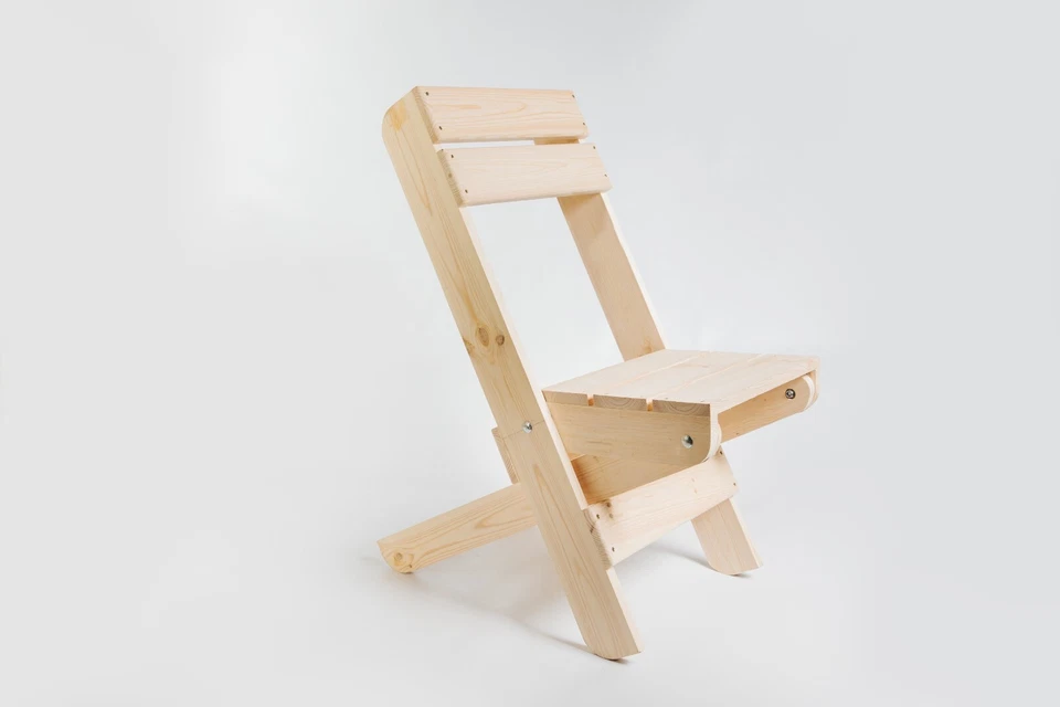 Silla plegable de madera de pino natural para patio, césped, hogar o cafetería, hecha a mano Foto 2 de 4