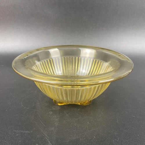 Vintage Amber Mixing Bowl Depression Glass Hazel Atlas Glass Ribbed Footed 7”