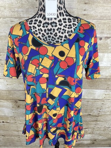 T-shirt Lularoe Perfect T - Taille S - Fond Bleu Imprimé Diamant (neuf Sans étiquette)