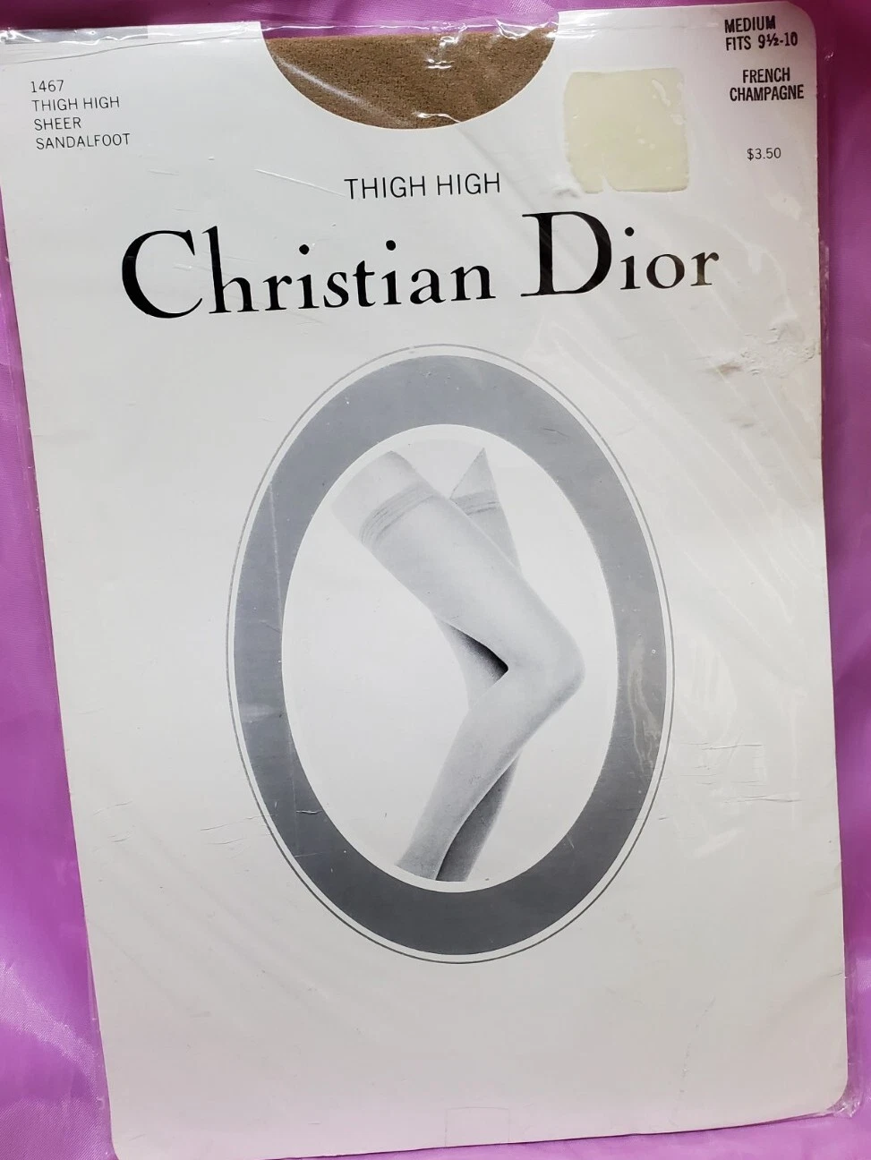 Bas jarretière vintage Christian Dior Thi Hi 9,5 10 champane français