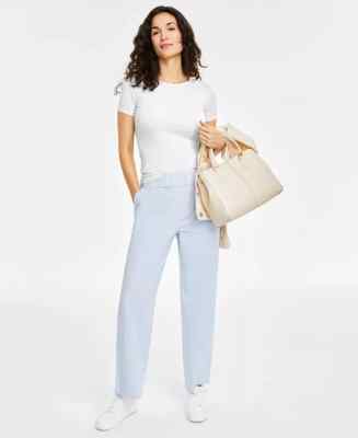 On 34th Trendy Women's Plus Size Straight Leg Pull-On Chino Pants baby blue 2X