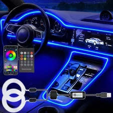 Neon Light Trim Glow Optic Fiber Strip LED Car Interior Ambient Lighting Kit NEW