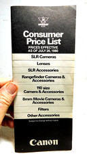 Vintage 1980 Canon Cameras Lenses  Accessories Consumer Fold-Out Price List