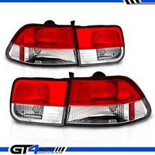For 1996 1997 1998 1999 2000 Honda Civic 2dr Coupe Crystal Red Brake Tail Lights