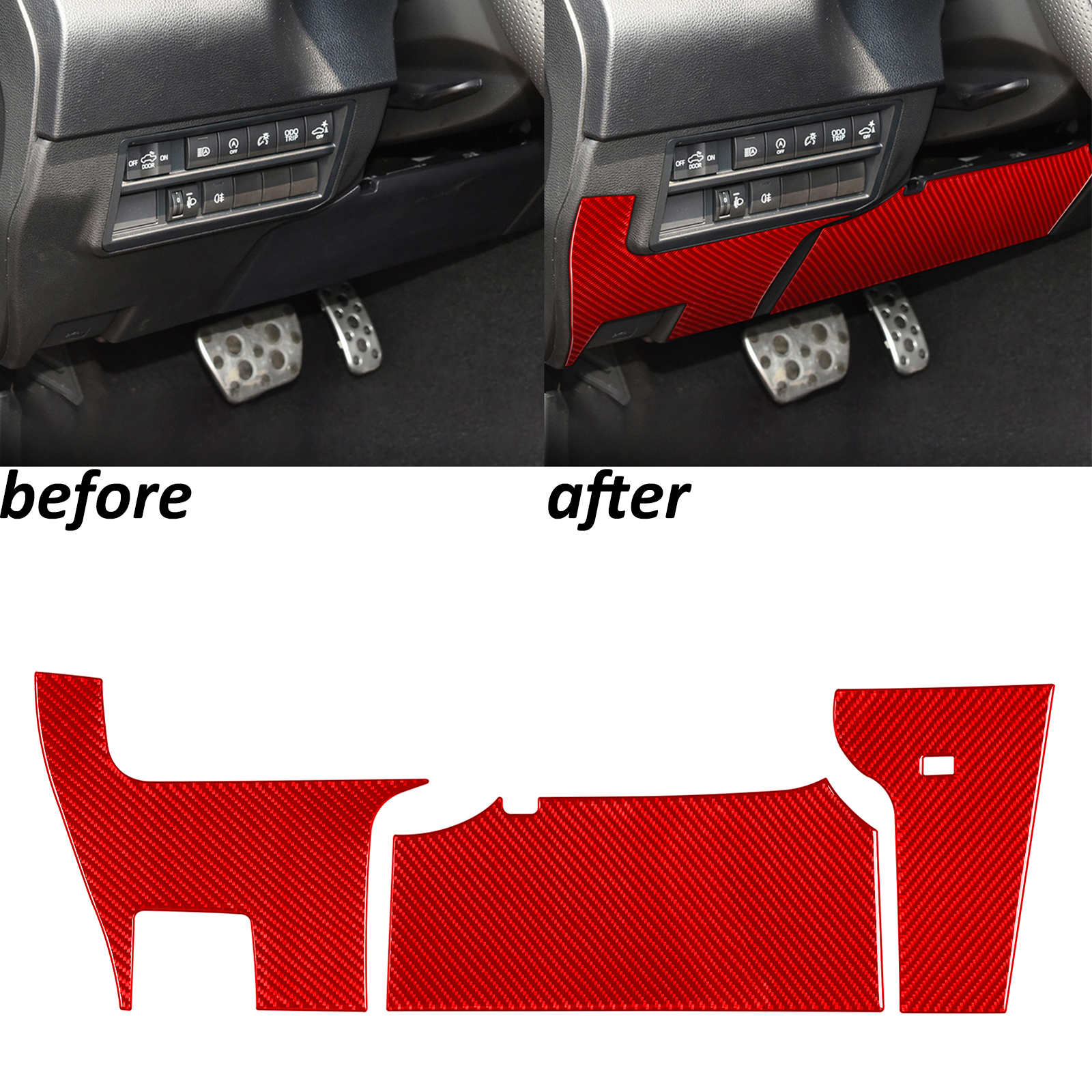 2022-2024 Toyota Tundra Sequoia Red Carbon Fiber Dash Trim Driver Side