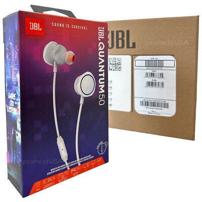JBL Quantum 50 White Gaming Plug Earbuds High  Performance