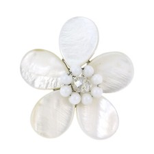 Gorgeous Flower of the Ocean White Seashell and Crystal Ring