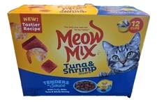 Meow Mix Tenders In Sauce, Tuna & Shrimp Lovers - 12 Cups - Wet Cat Food