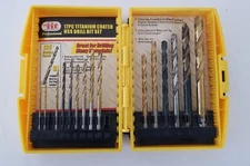 IIT Professional Titanium Coated HSS Drill Bit Partial Set 15 PC with Case
