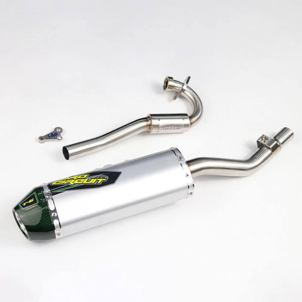 Full System Carbon Green Racing Exhaust Pipe Kit For KAWASAKI KLX140 KLX140L - Imagem 4 de 4