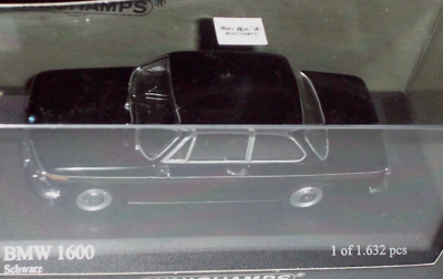 Minichamps 1:43 BMW 1600/2 1966 Noire - Édition Limitée 1632 Pcs - Rare NLA