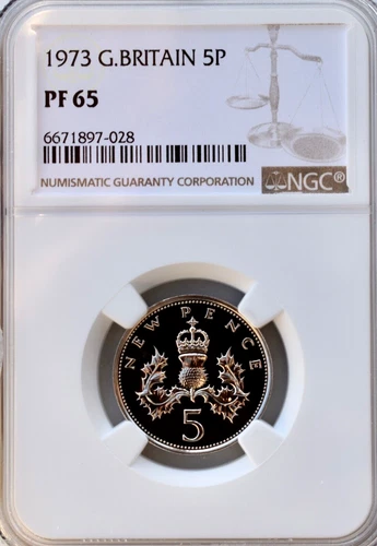 1973 5p Proof NGC PF65 Great Britain Royal Mint Five Pence
