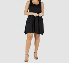 24seven Comfort Apparel Women Black Flared Scoop Neck Dress Plus Size 2X
