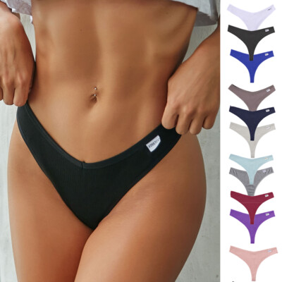 1/7Pcs Womens Sexy G-string Lingerie Cotton Briefs V-Waist Panties Low Underwear