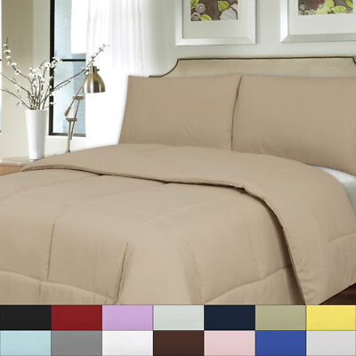Solid Color Bed Comforter Polyester Fill Microfiber Covering All Sizes