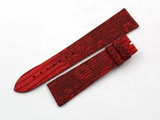 Bracelet de Montre Vrai Lézard Rouge 20/16mm Bonne Qualité Rechange Unisexe