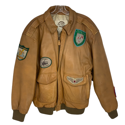 Vintage Global Identity Leather Bomber Flight Jacket G-III