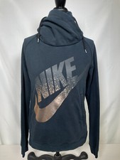 Nike Sweater Funnel Neck Hoodie Sweatshirt Pullover Metallic Logo Women's MEDIUM