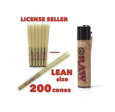RAW Classic Lean Size Cones (200PK)+raw refillable  clipper lighter