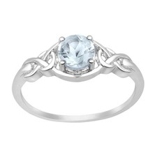 6MM Round Aquamarine 925 Sterling Silver Solitaire Twisted Shank Ring