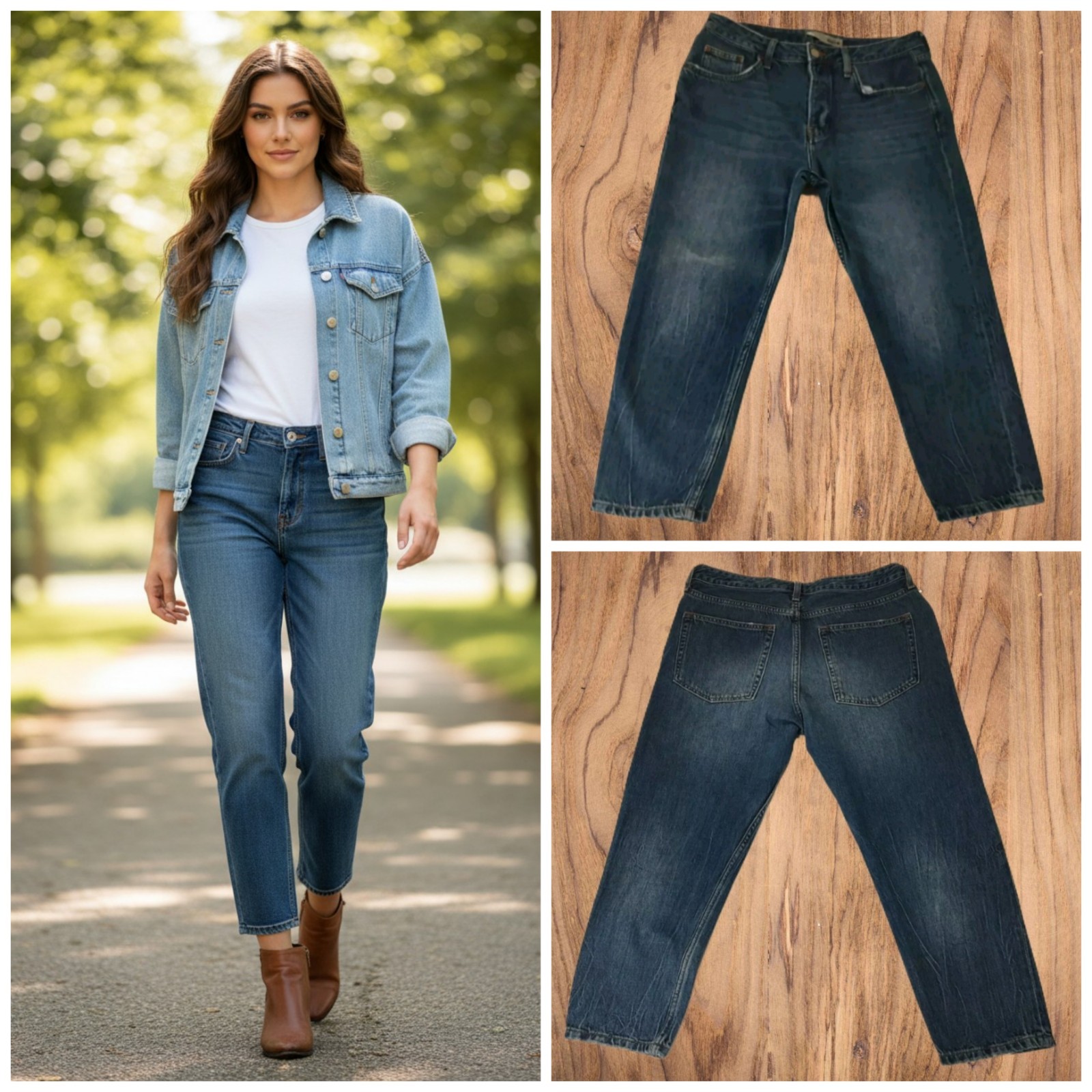 TopShop Moto 22" トップショップモト ブルー ミッドウエスト ボタンフライ クロップド ジーンズ レディース プチサイズ 28P