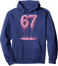 67 Dripping Funny Humor - Six Seven Pink Drip Meme Unisex Hooded Sweatshirt